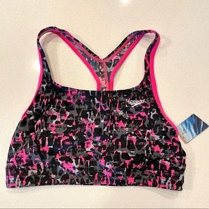 Speedo Pink, Black and Gray Swim Bikini Top NWT